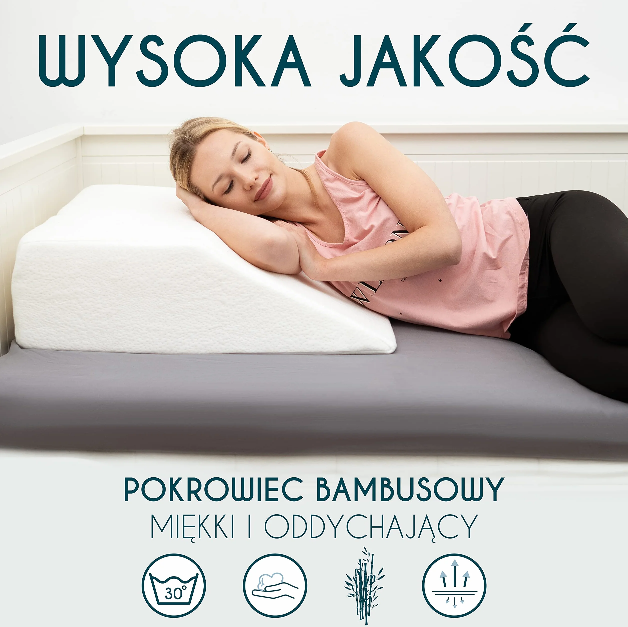 Dreamzie Poduszka do podnoszenia nóg terapeutyczna z pamięcią kształtu oddychająca hipoalergiczna