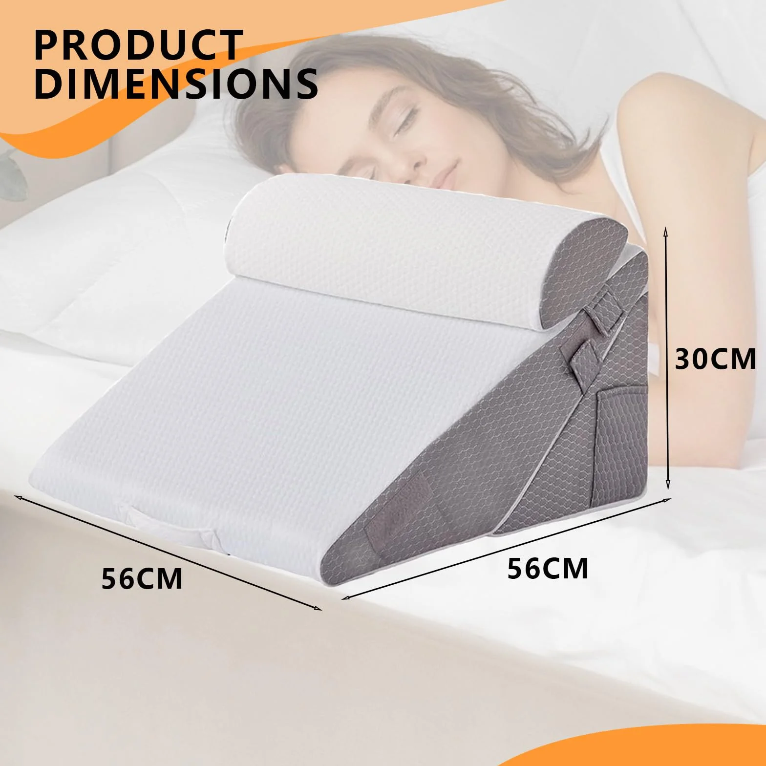 Memory Foam trójkątna poduszka ortopedyczna 56x56x30 cm Anti-Reflux zapobiegająca chrapaniu