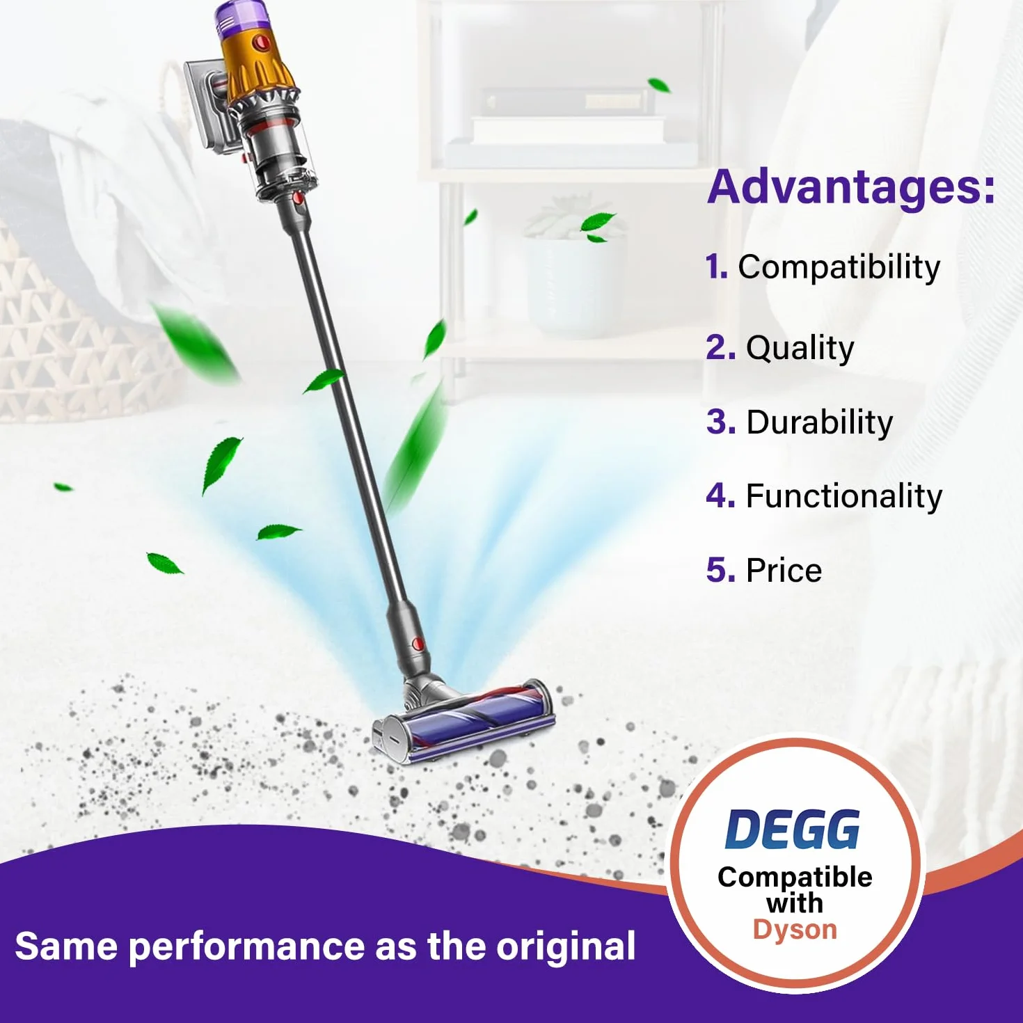DEGG Wąż do odkurzacza kompatybilny z Dyson V12 34 mm przedłużający ciemnoszary