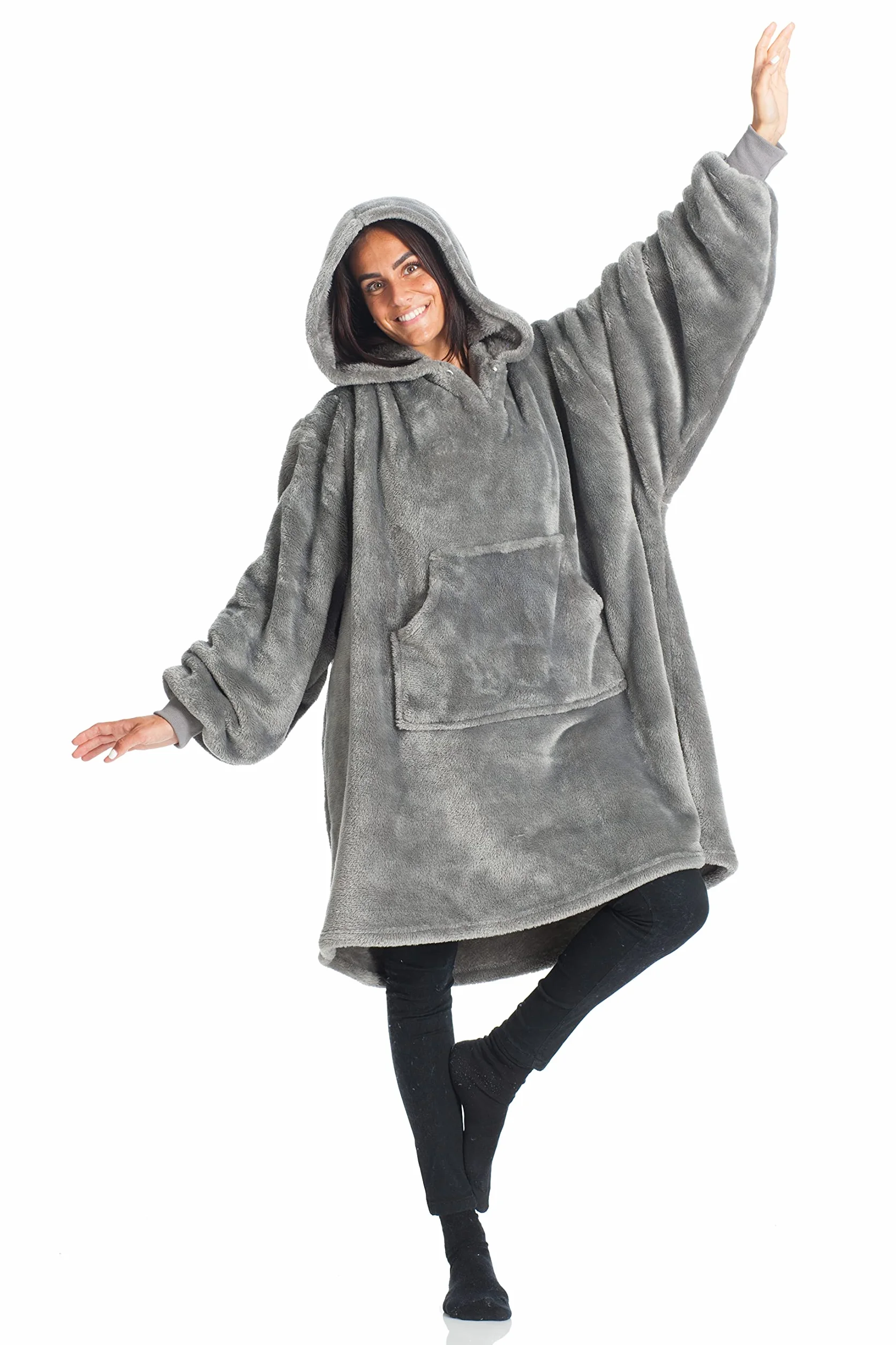 Koc Bluza z kapturem Oversize z kapturem, bluza, koc z rękawami, bluza polarowa 100% mikrofibra koc polarowy, rozmiar oversize dla dorosłych, ponczo