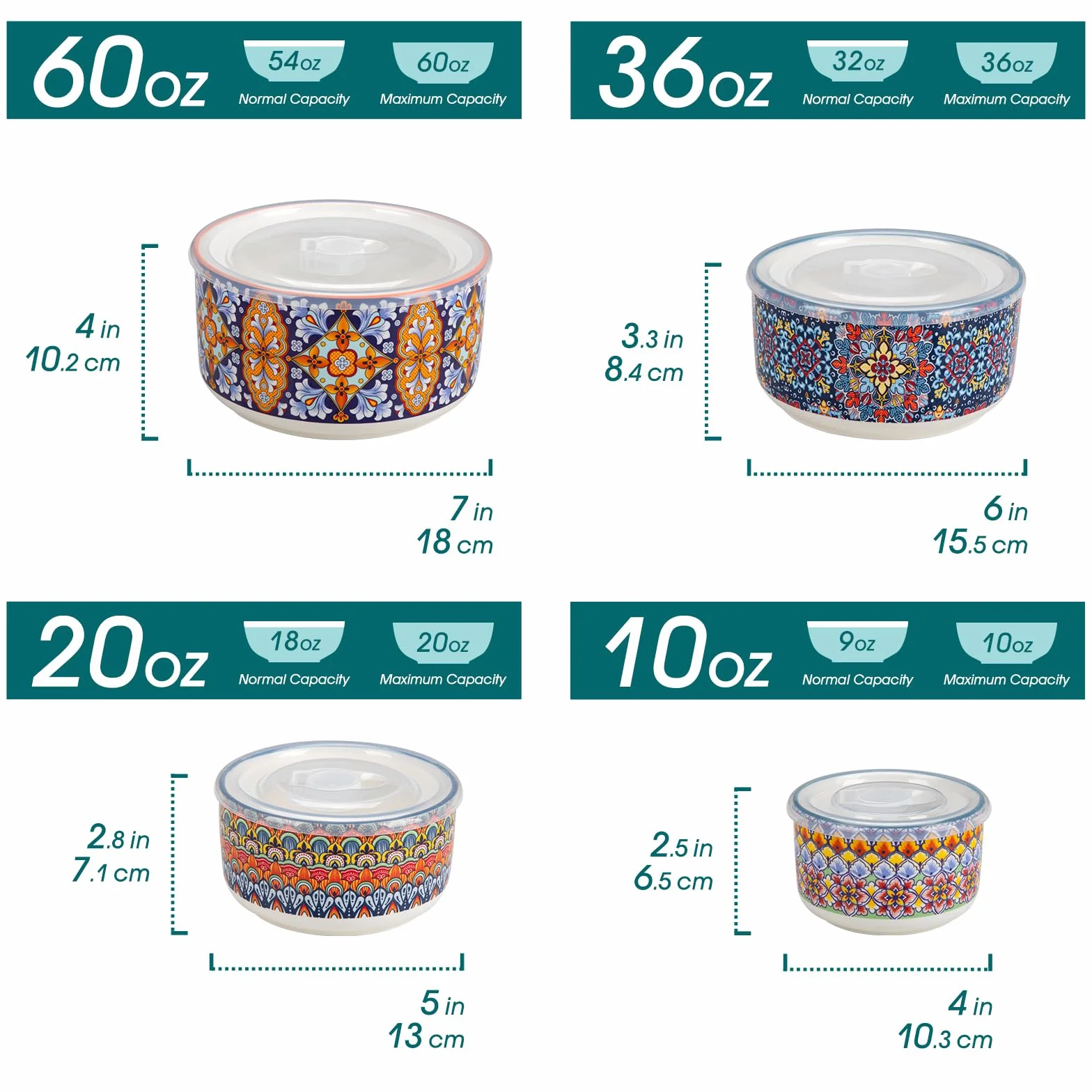 vancasso Zestaw miseczek do zup 4-częściowy SIMI z pokrywką ceramiczna