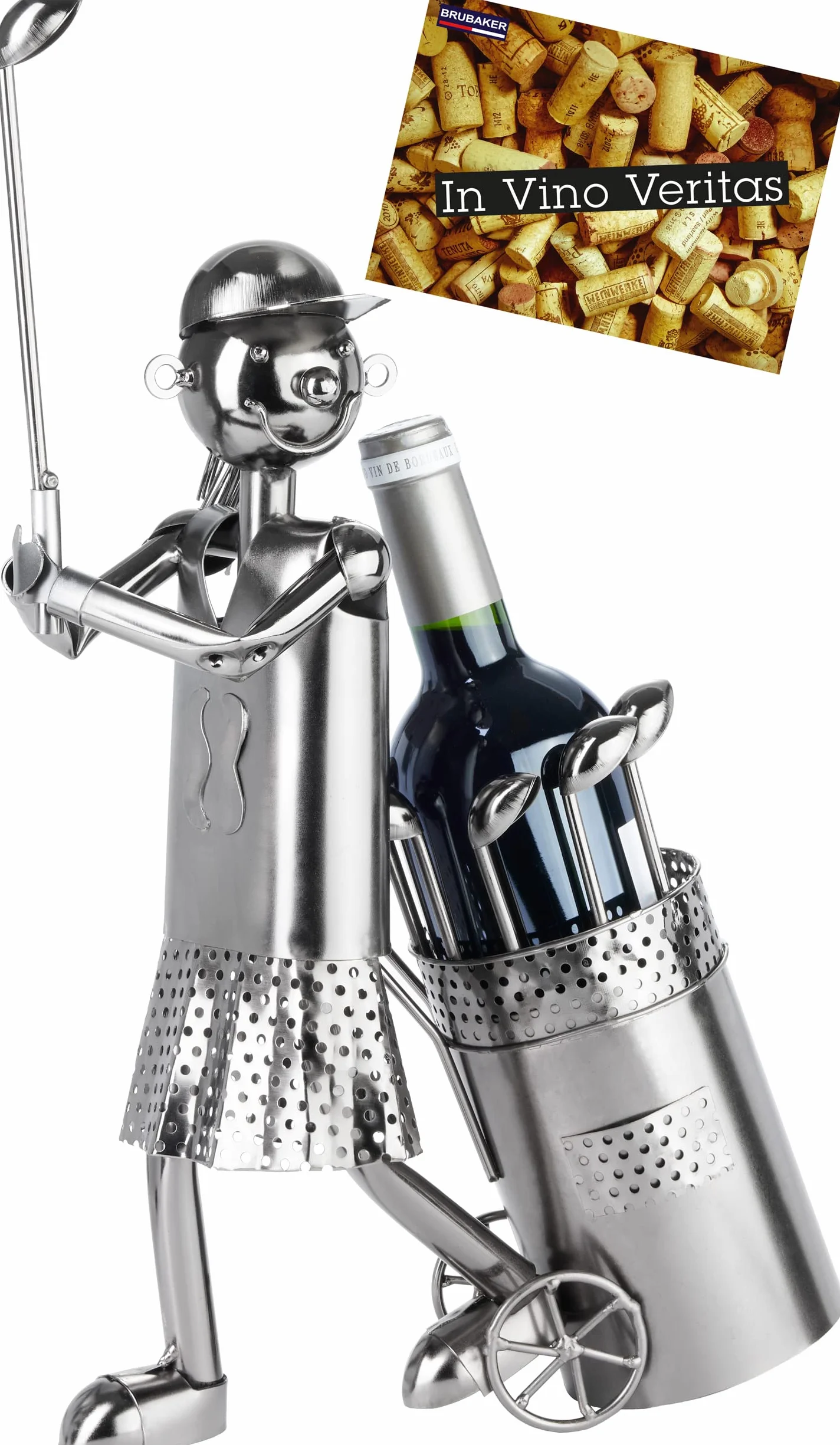 BRUBAKER metalowa rzeźba golfowa uchwyt na butelkę wina prezent dla fanów golfa