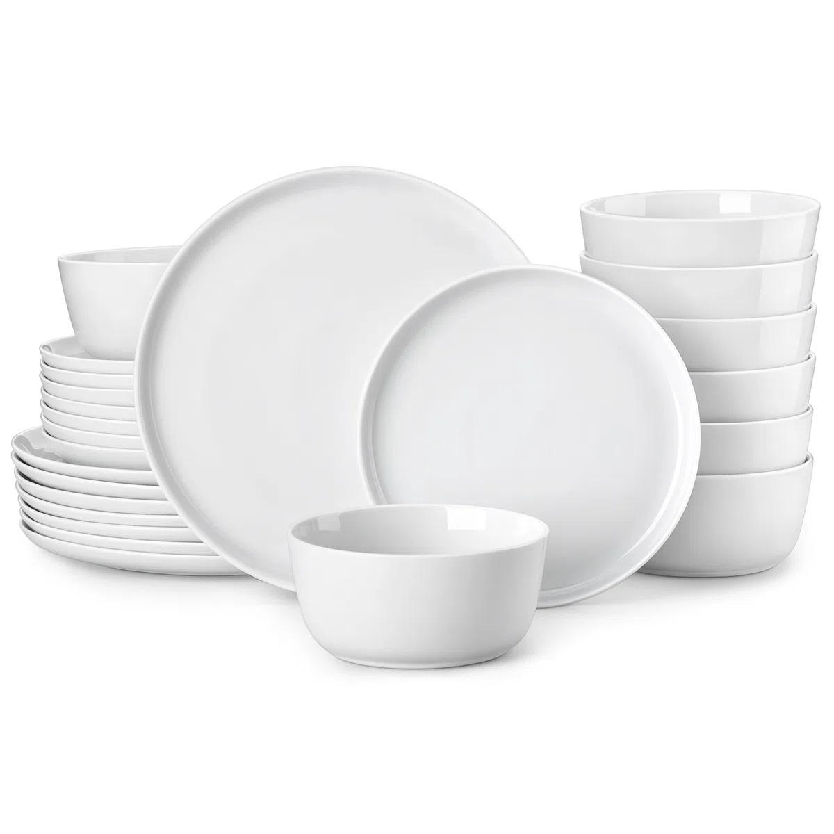 MALACASA 24-częściowy zestaw naczyń obiadowych z porcelany dla smakoszy, wysokiej jakości talerze i miski, wysokiej jakości zestaw naczyń ceramicznych dla 8 osób, odporne na odpryski i zarysowania