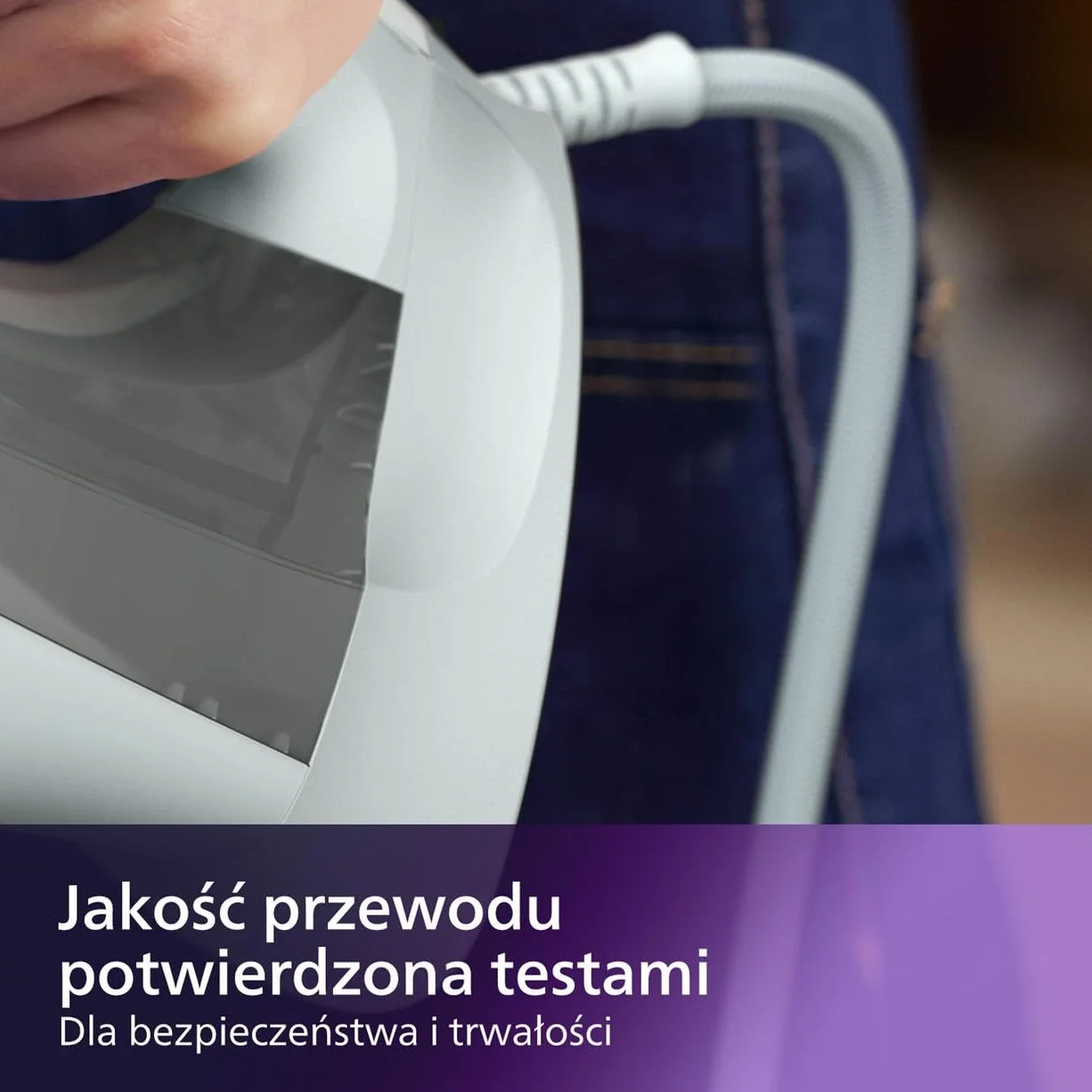 Philips Żelazko Parowe z serii 5000-2400W, Strumień pary 40g/min, Silne uderzenie pary 160g, Pionowy strumień pary, Stopa żelazka SteamGlide Plus, Białe/Szare (DST5010/10)