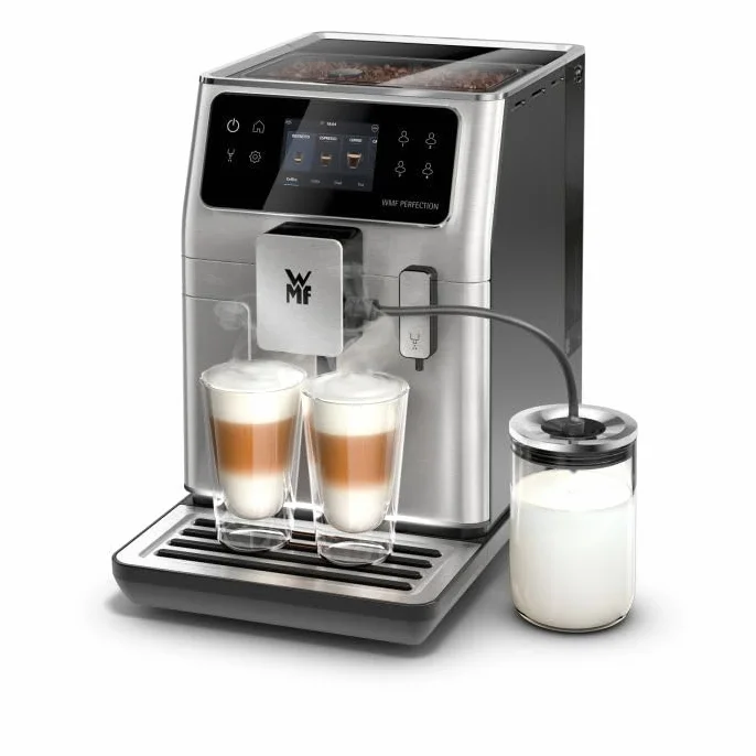 WMF Perfection szklany pojemnik na mleko 0,6 l, akcesoria Perfection ekspres do kawy z serii 600, łatwe przygotowanie mleka, obsługa, przechowywanie mleka, łatwe czyszczenie