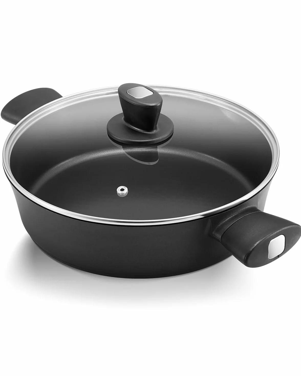 Fadware Patelnia indukcyjna z pokrywką, patelnia do duszenia z wysoką krawędzią, garnek do gotowania 28 cm/3,8 l z uchwytami zapobiegającymi oparzeniom, powłoka zapobiegająca przywieraniu, do smażenia