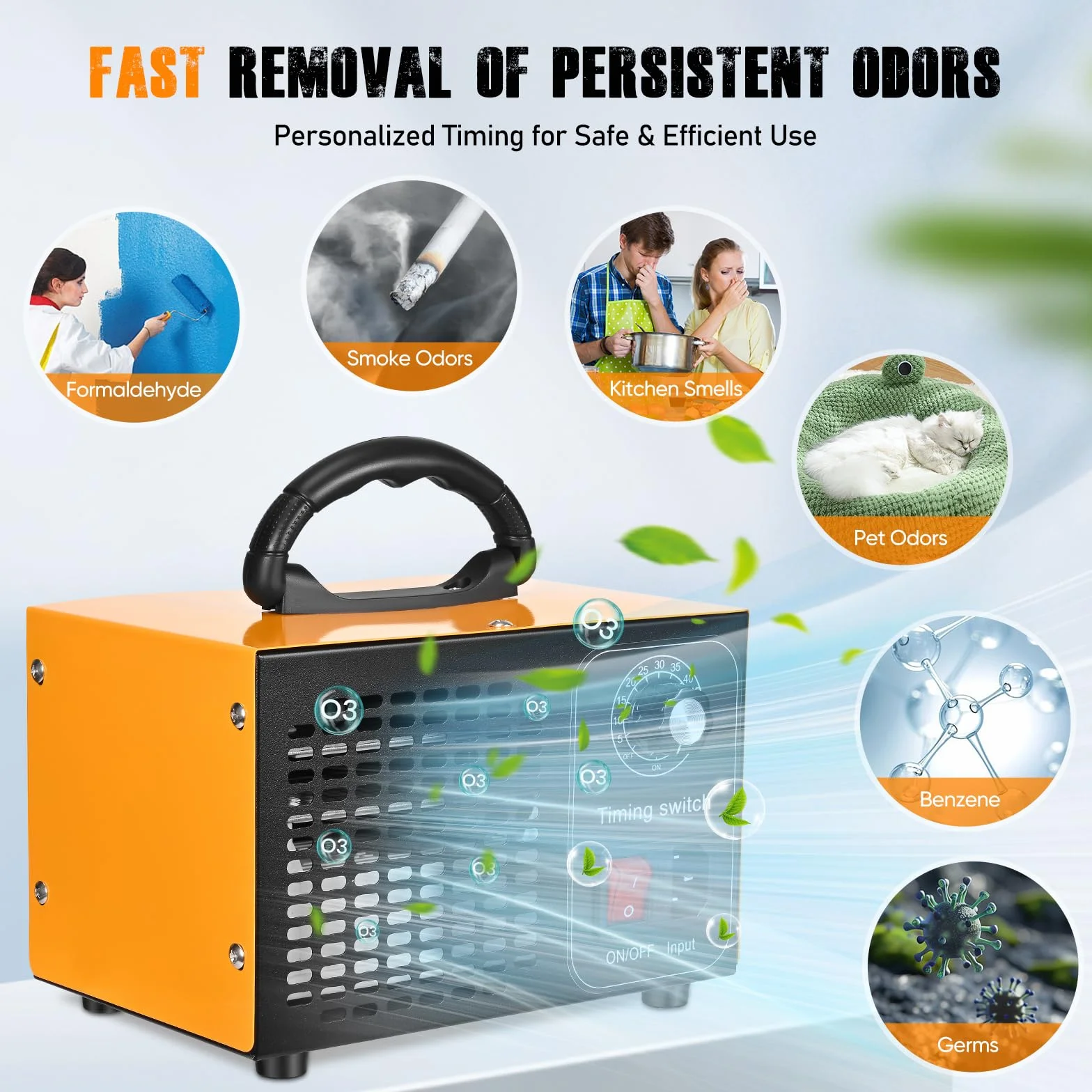 Generator ozonu 60000 mg/h 400 m² oczyszczacz powietrza O3 z timerem 60 min czarny