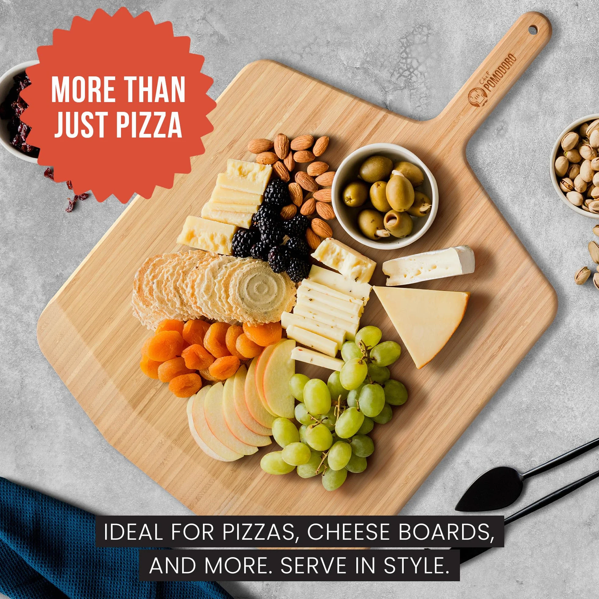 Chef Pomodoro 40,6 cm Bambusowa łopata do pizzy z drewnianym uchwytem Gourmet