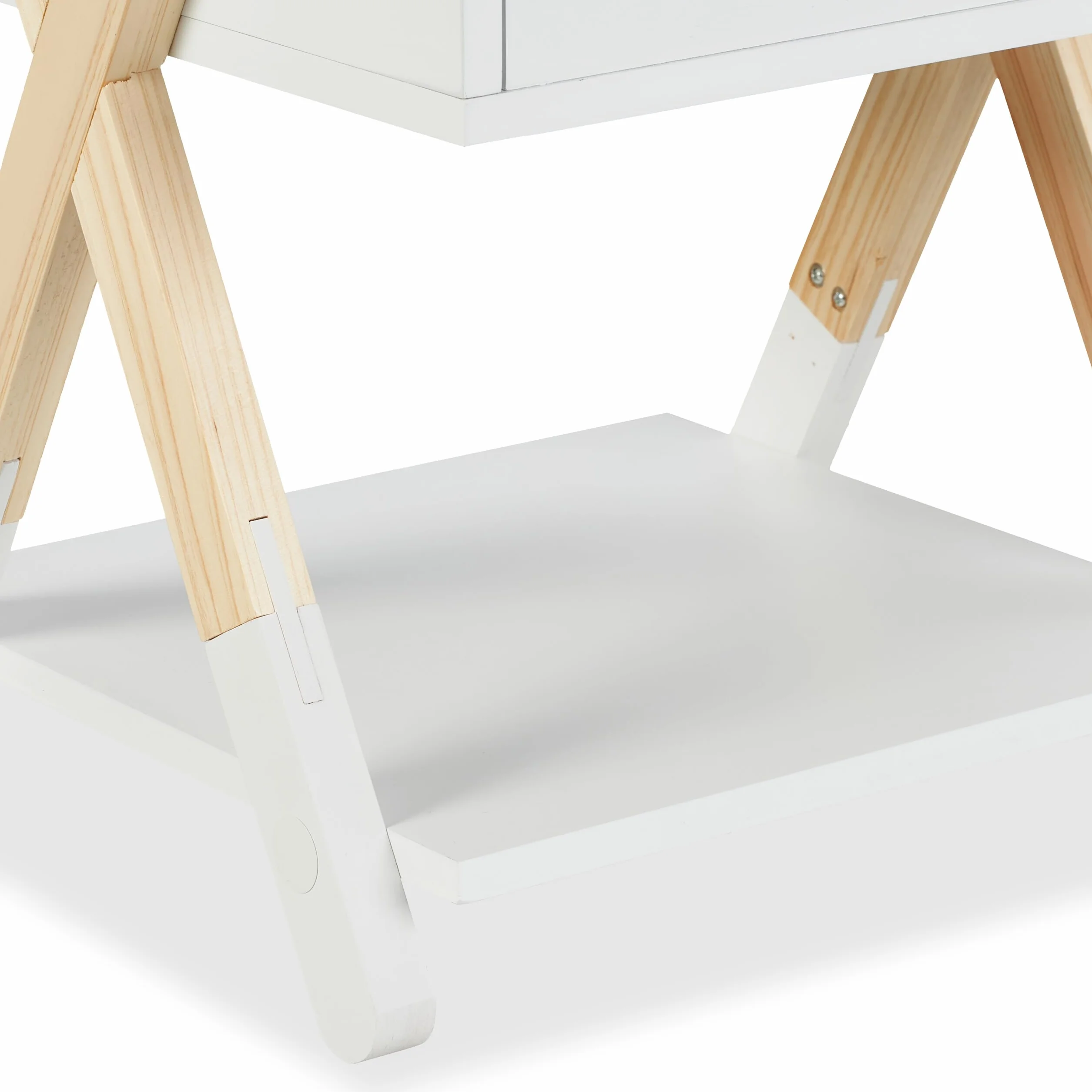 Relaxdays Stolik nocny dla dzieci 42x34x32 cm drewno MDF biały naturalny
