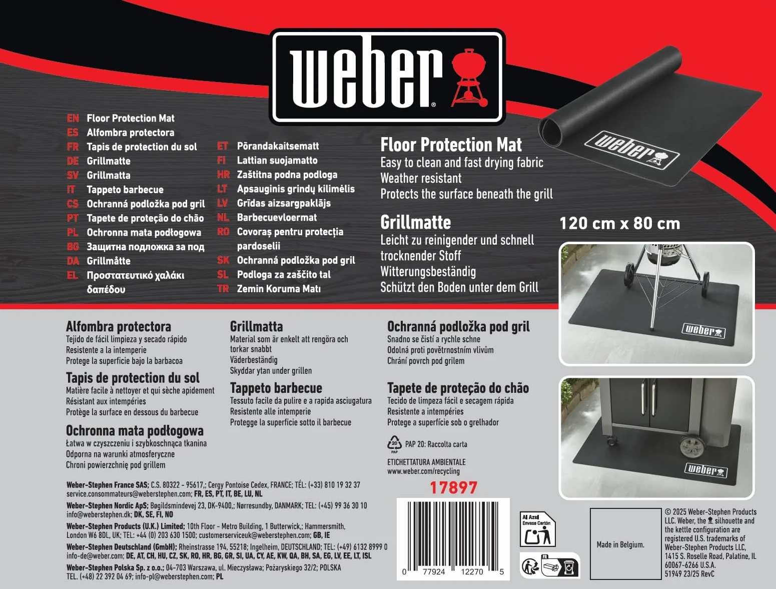 Weber Mata grillowa 120 x 80 cm antybakteryjna odporna na ciepło