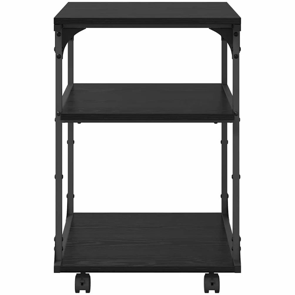 vidaXL Stojak na drukarkę Czarny Dąb 43 x 48 x 64 cm, Stojak na drukarkę, prostokątny, industrialny, wielopoziomowy organizer, mobilne meble, miejsce na dokumenty