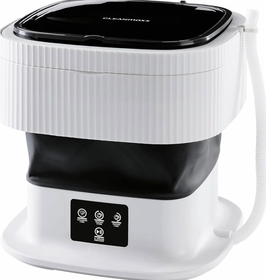 CLEANmaxx Mini pralka idealna w podróży | Mobilna pralka z 2 programami prania i jednym cyklem wirowania | składana i cicha | na maks. 1 kg prania | nadaje się na kemping i w podróży
