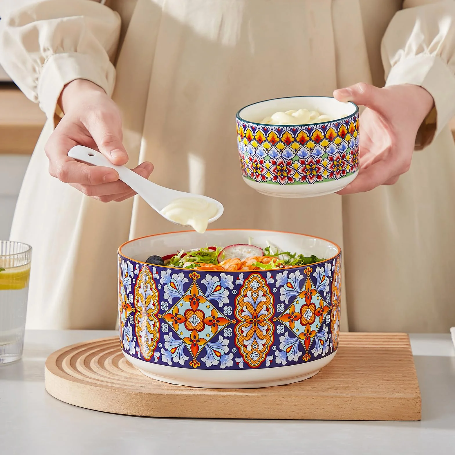vancasso Zestaw miseczek do zup 4-częściowy SIMI z pokrywką ceramiczna