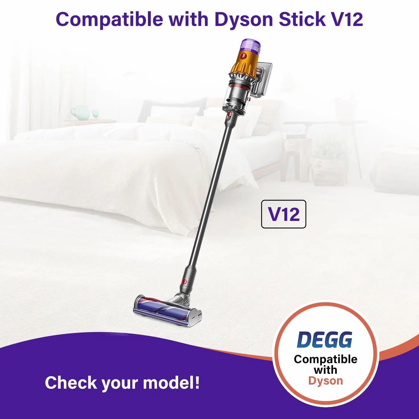 DEGG Wąż do odkurzacza kompatybilny z Dyson V12 34 mm przedłużający ciemnoszary